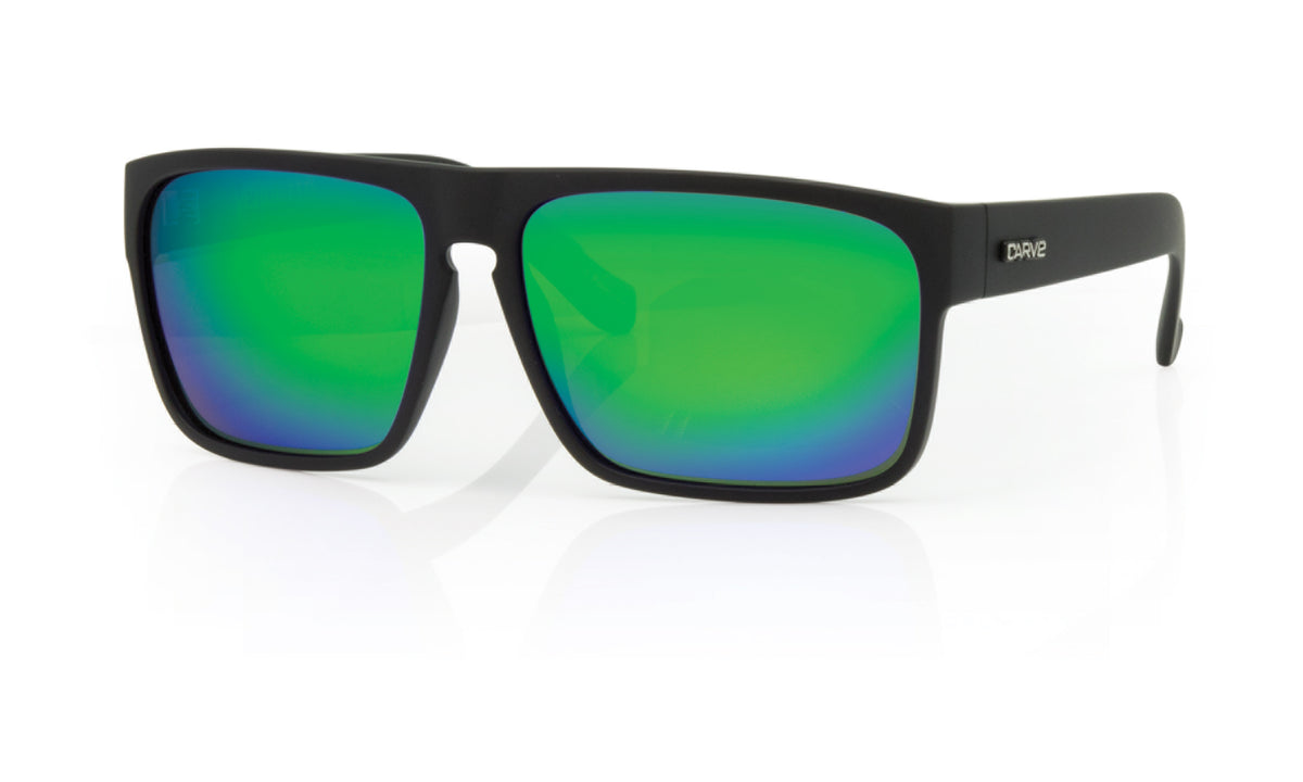 Vendetta - Matte Black Frame Grey Polarized Lens Green Iridium