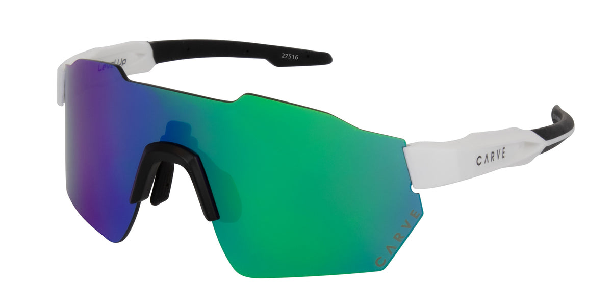 Level Up - Frame: Matte White <br> Lens: Rose with External Green Iridium