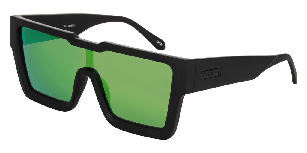 The Vegas -  Matt Black Frame with Grey lens with Green Iridium