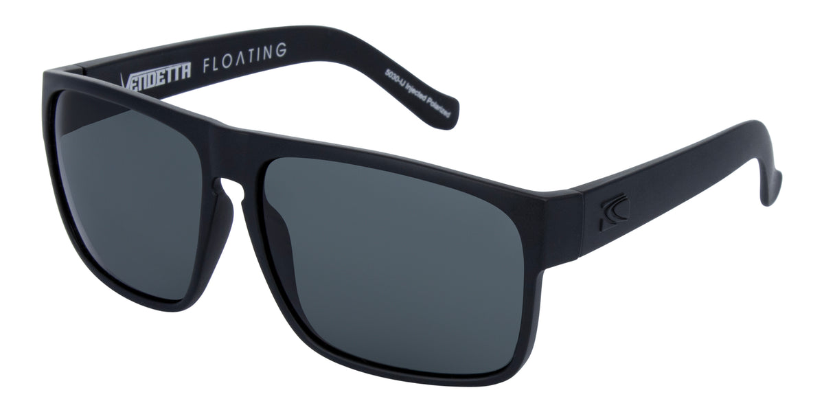 Vendetta - Floating Matt Black Frame with Grey Injected Polarized Hydrophobic Lens