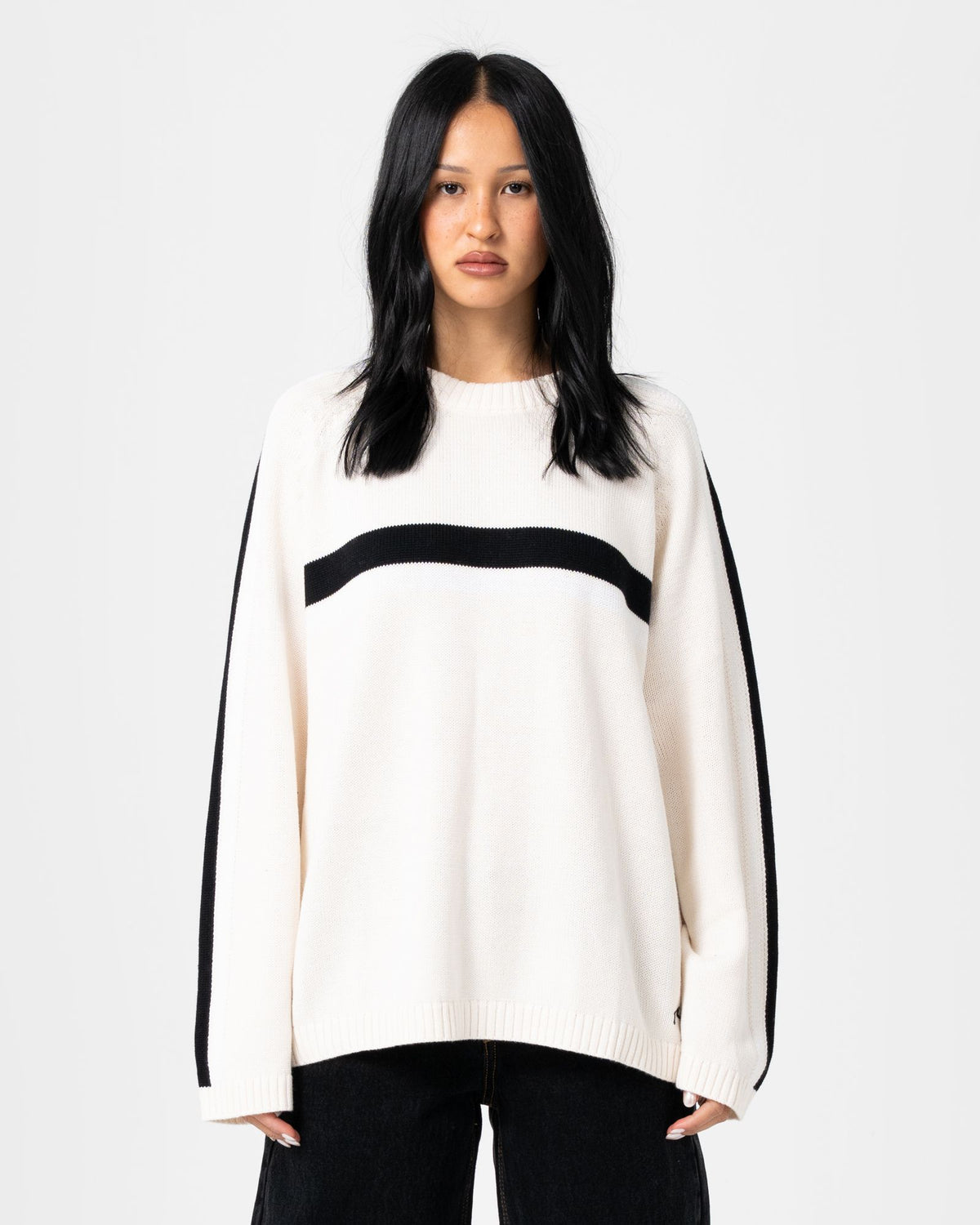 White Lines Crew Neck Knit