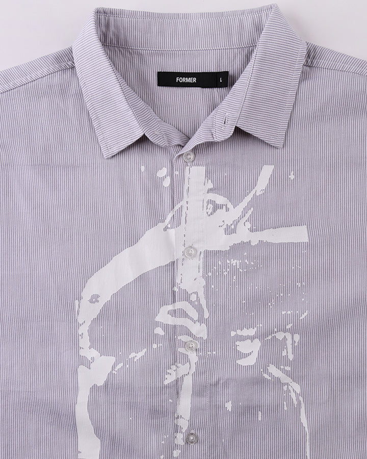 VIVIAN BOXY STRIPE SS SHIRT // GREY