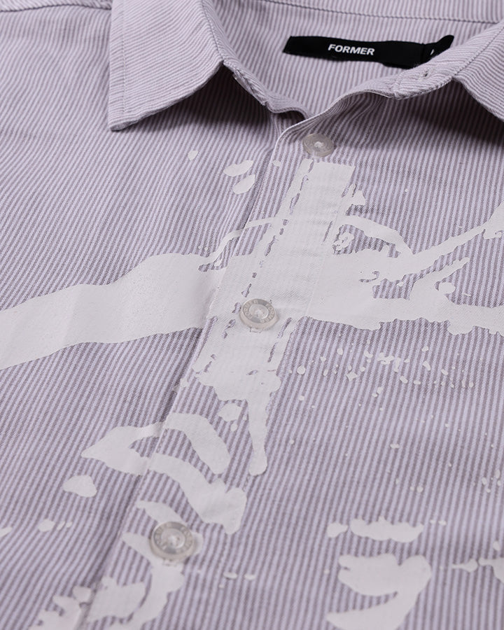 VIVIAN BOXY STRIPE SS SHIRT // GREY