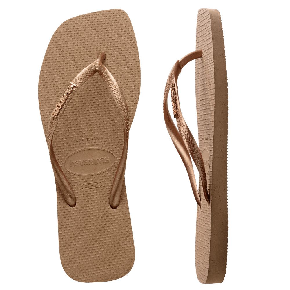 Slim Square Logo Metallic Rose Gold