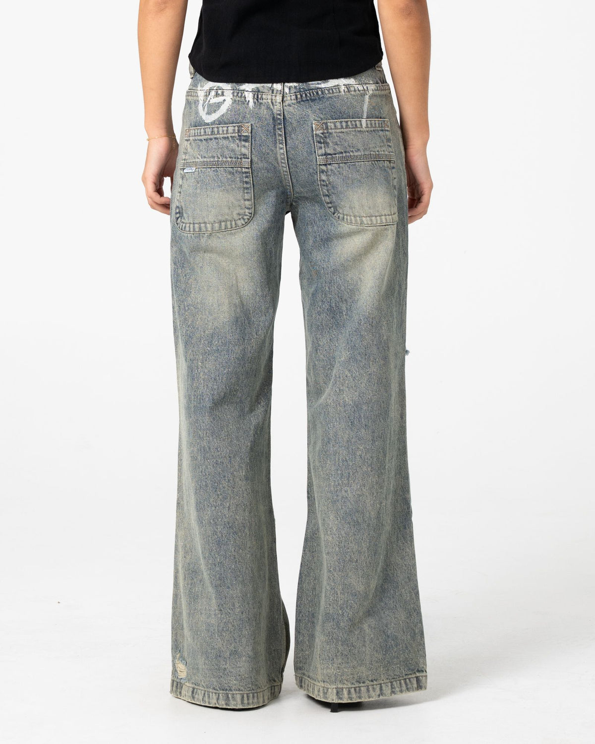 DIY Wendy Wide Low Rise Distressed Jean