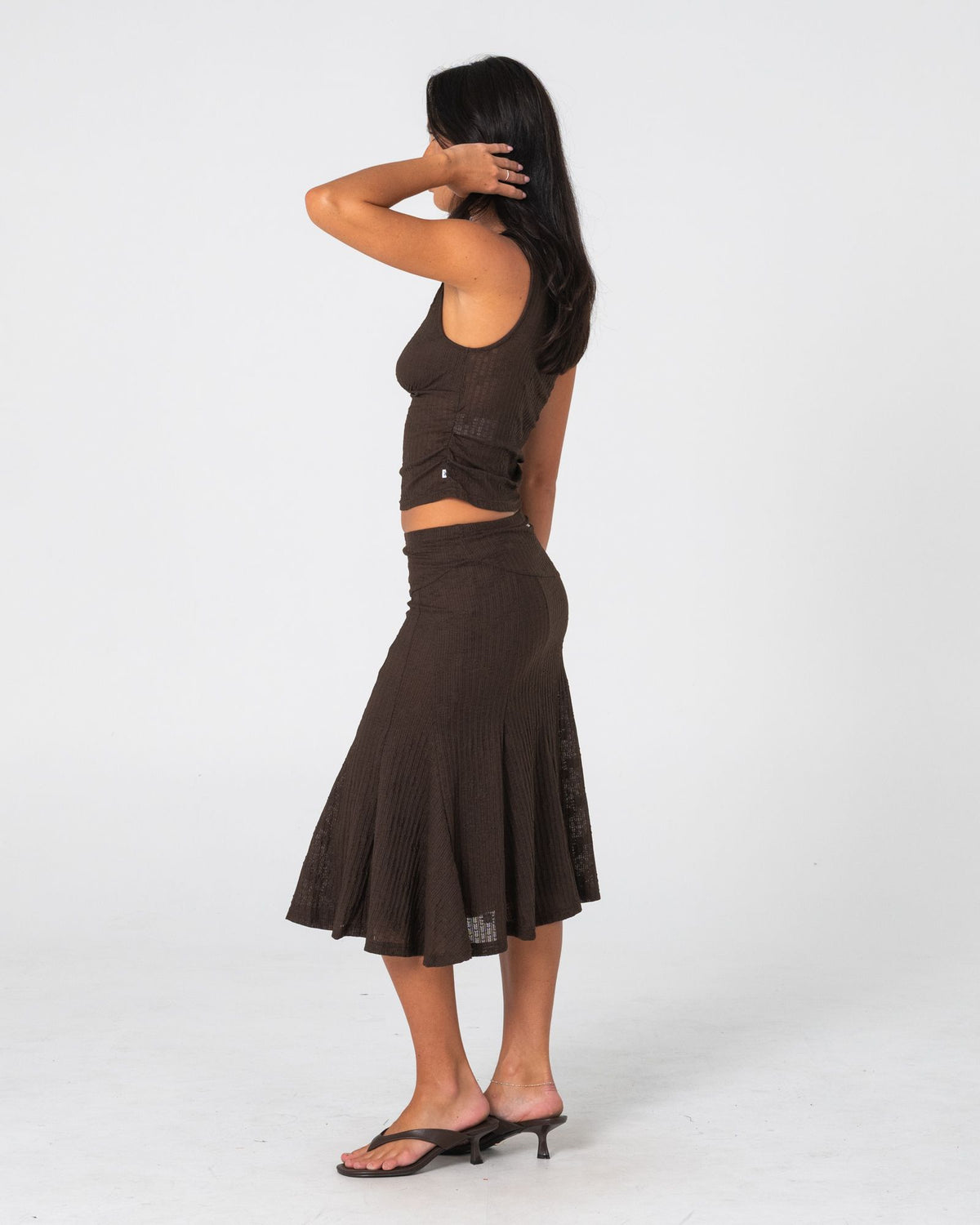 Roma Low Rise Lace Midi Skirt