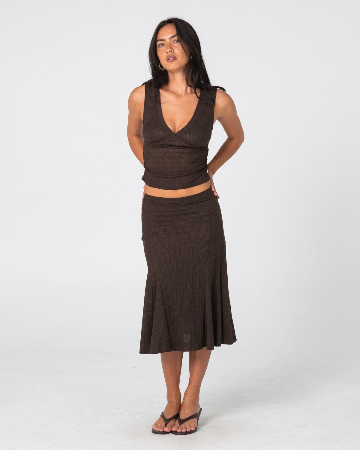 Roma Low Rise Lace Midi Skirt
