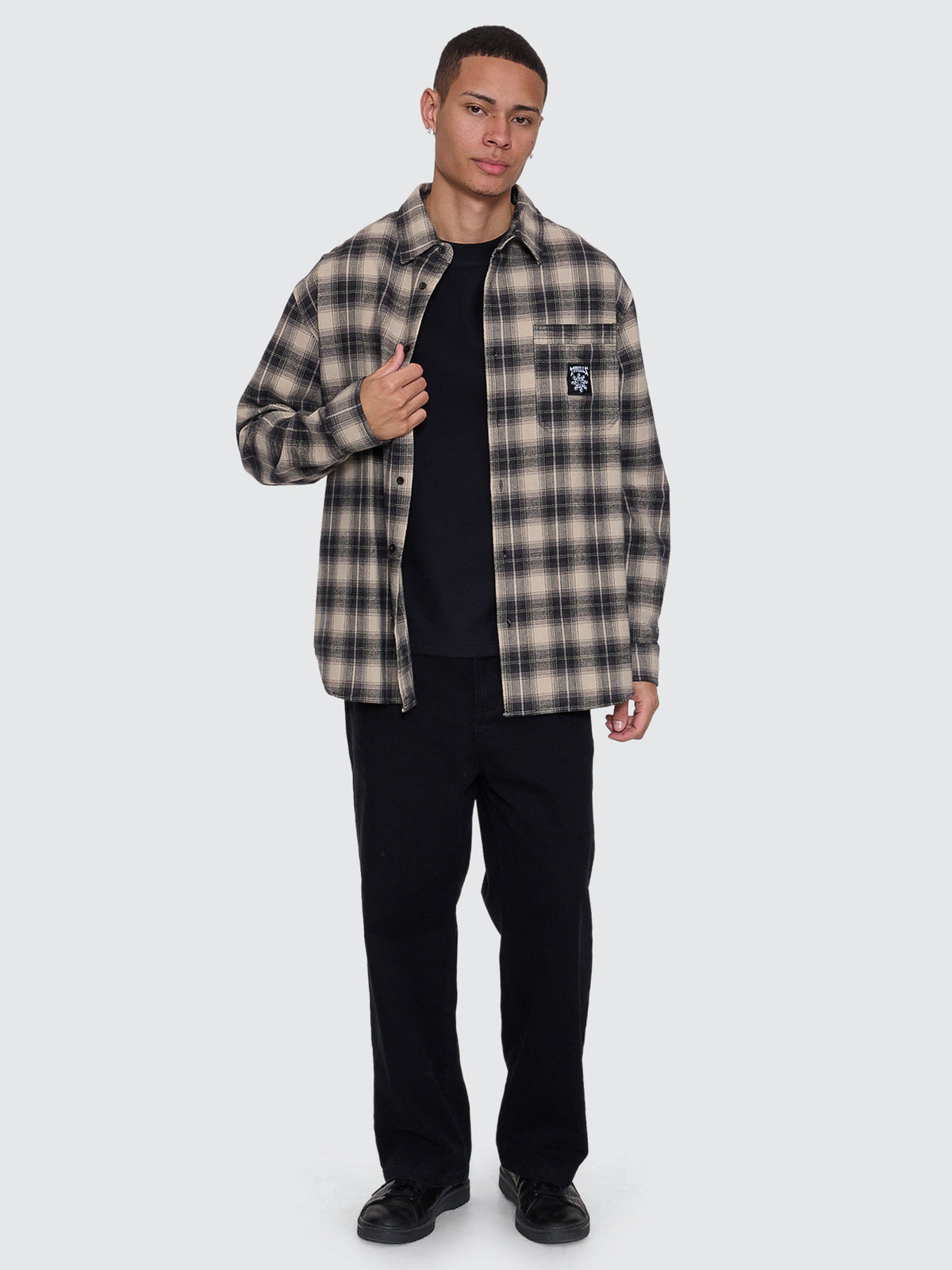 Stagger Barrio Long Sleeve Flannel Shirt - Black