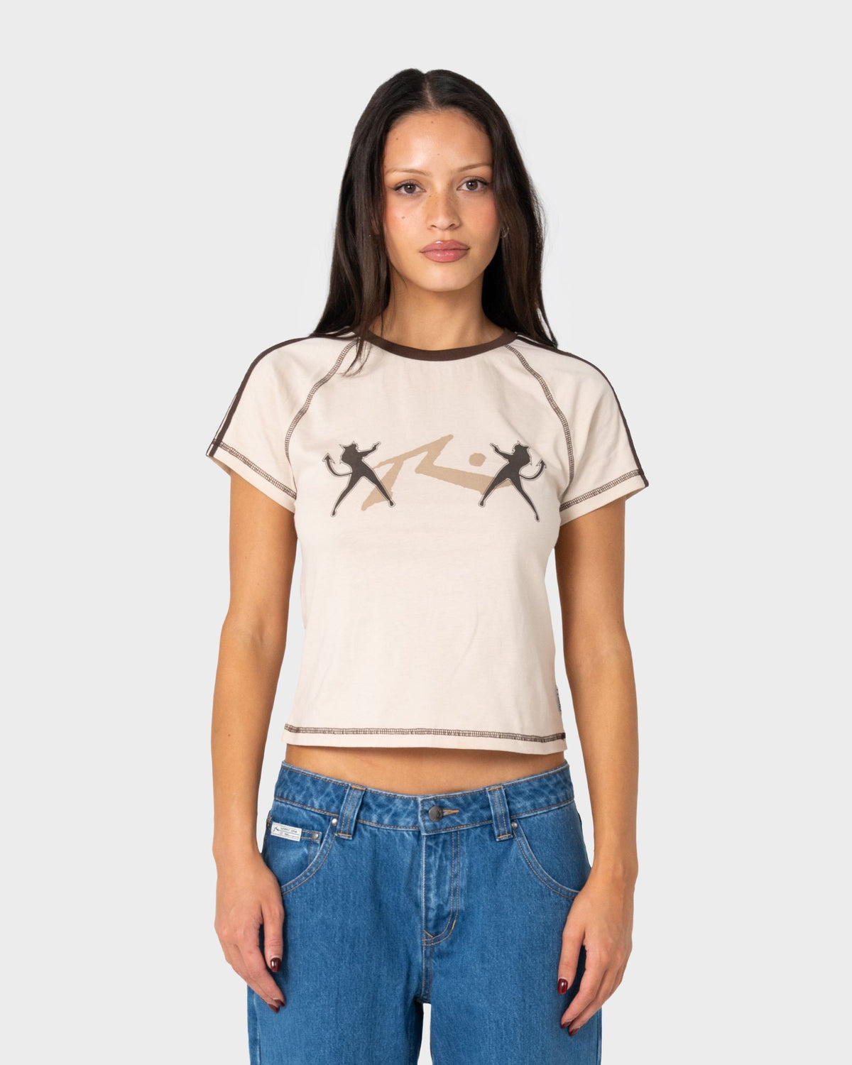 DOUBLE DEVIL RAGLAN BABY TEE