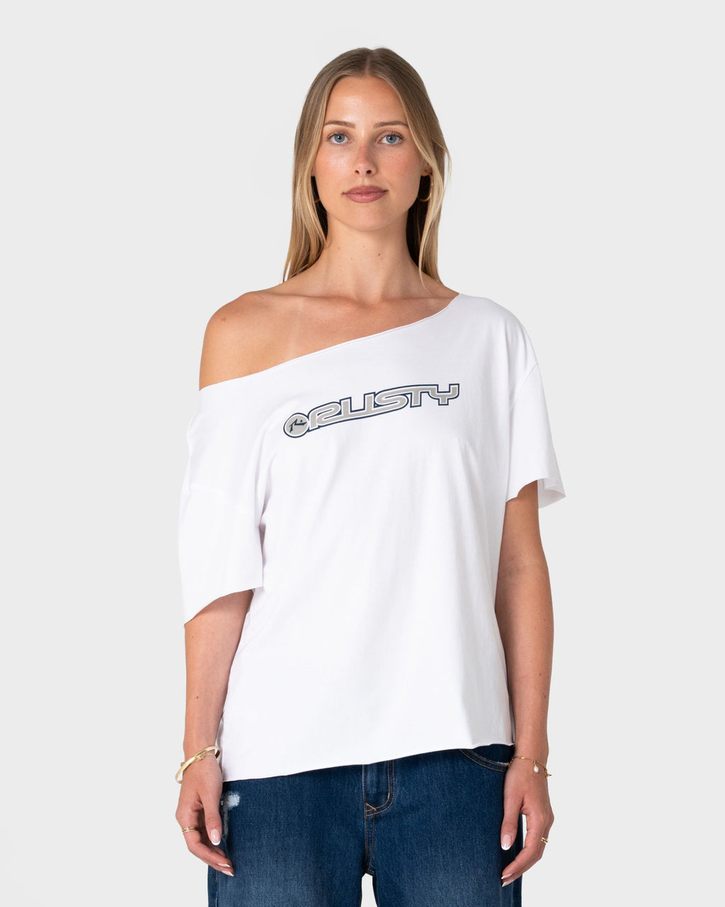 New But Old Off Shoulder Graphic Tee
