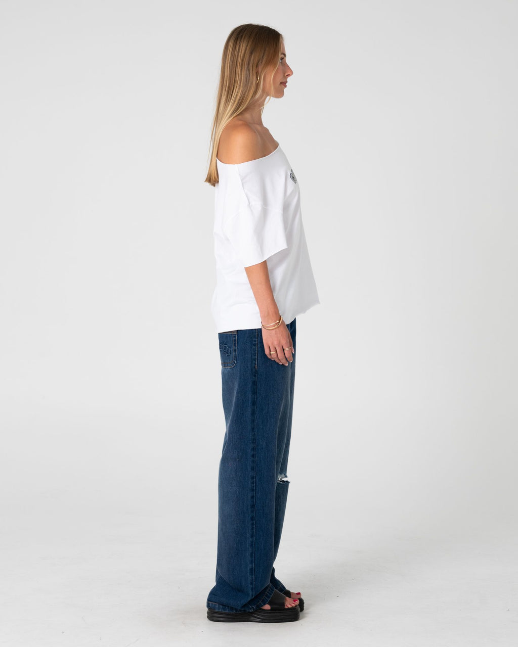 New But Old Off Shoulder Graphic Tee