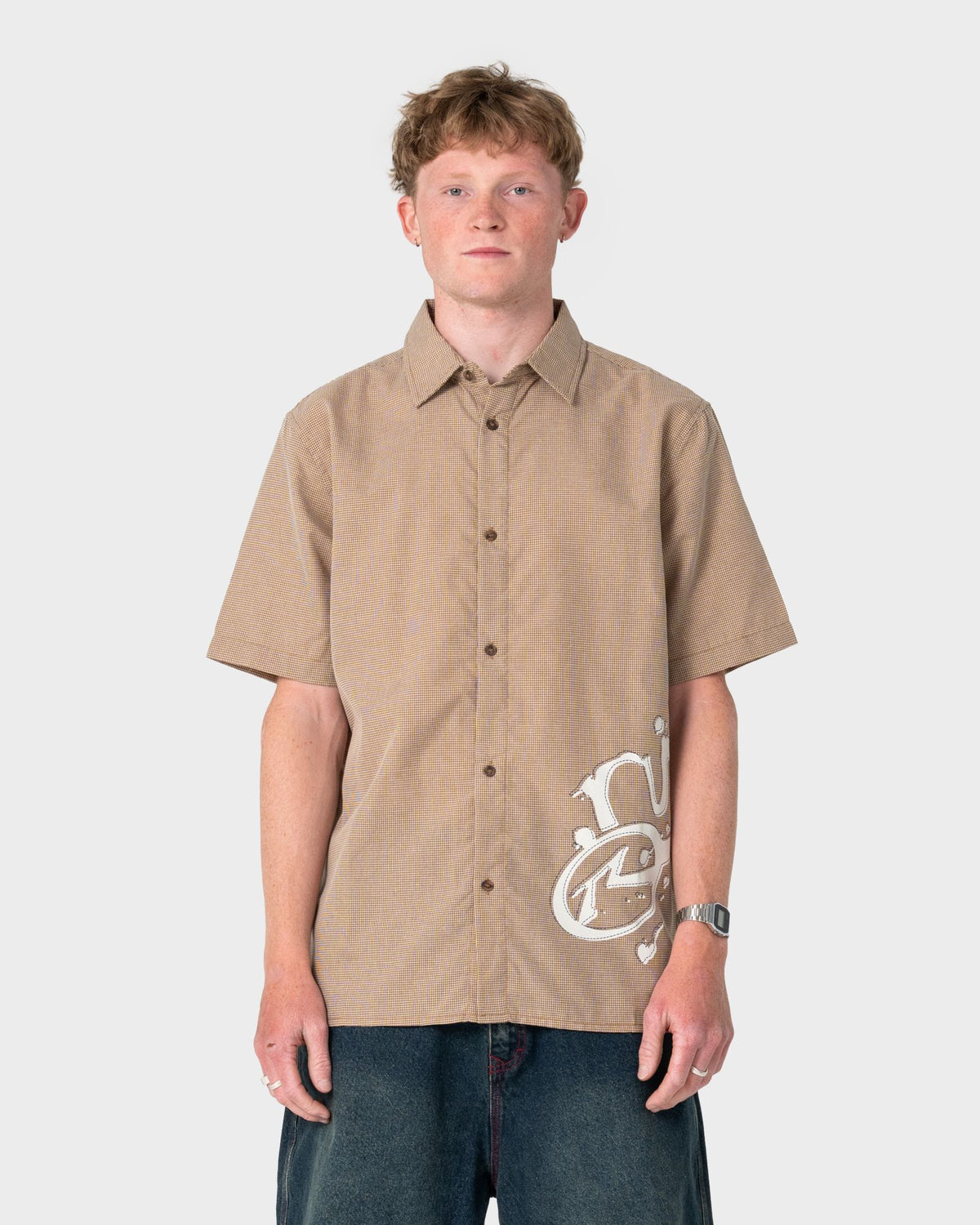 Spray N Pray Graphic Check Shirt